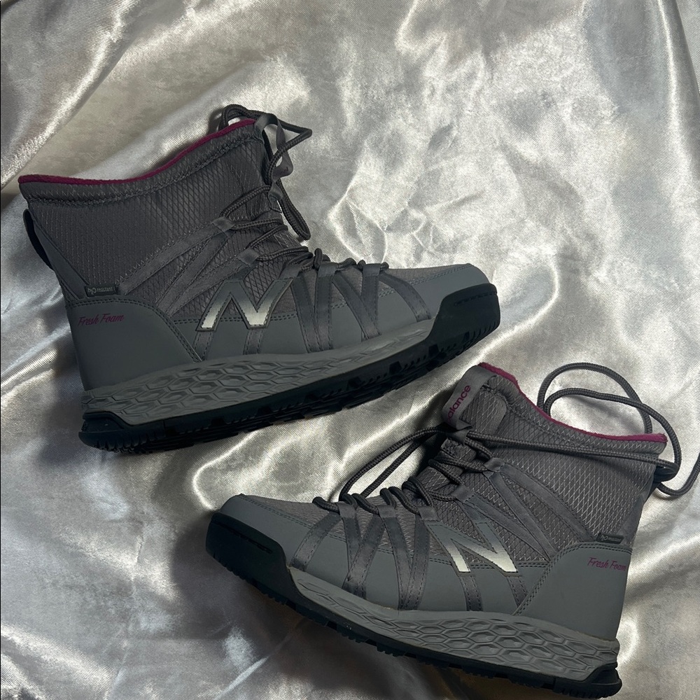 New Balance Gray and Pink High-Top Sneakers